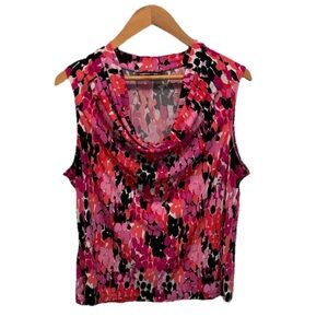 Jones Studio Separates Womens XL Cowl Neck Tank Top Blouse Floral Colorful‎ Art